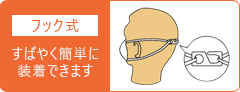 フック式　すばやく簡単に装着できます